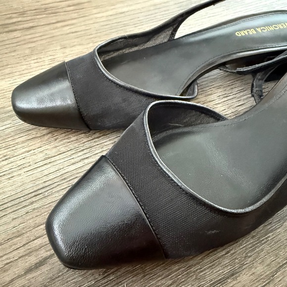 Veronica Beard Cecile Black Mesh Cap Toe Slingback Block Heels Women Size 7.5 - Picture 5 of 8
